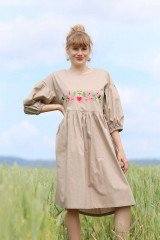 Šaty - Vyšívané bavlnené šaty Melódia ticha - 15765900_