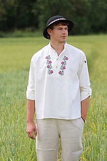 Pánske oblečenie - Pánska vyšívaná košeľa Milan - 15765992_