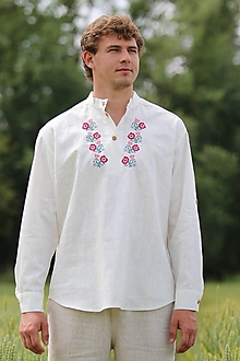 Pánske oblečenie - Pánska vyšívaná košeľa Marek - 15766008_