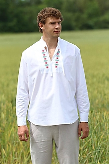 Pánske oblečenie - Pánska vyšívaná košeľa Ondrej - 15766072_