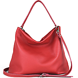 Kabelky - Veľká dámska vrecovitá kožená kabelka v červenej farbe - 15768327_