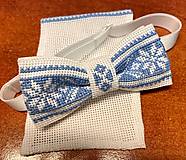 Pánske doplnky - Vyšívaný folkový motýlik s vreckovkou - 15769421_