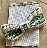 Pánske doplnky - Vyšívaný folkový motýlik s vreckovkou - 15769422_