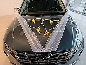 Dekorácie - Žlté srdiečka na svadobné auto - 15769606_