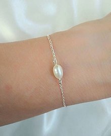 Náramky - Retiazkový náramok perla striebro Ag925/1000 - 15770678_