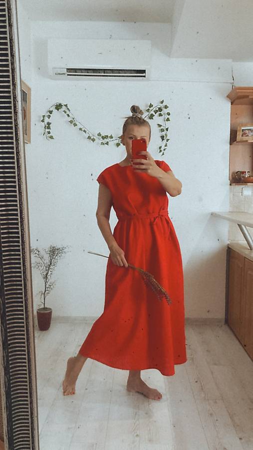 Šaty - MAXI Ľanové Šaty s Vreckami /KARMEN/ - 15771800_