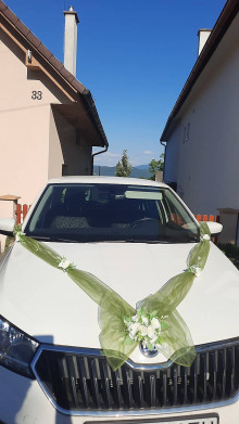 Iné doplnky - Kvetinová šerpa na svadobné auto (Zelená) - 15772464_