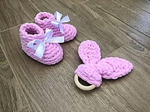 Detské topánky - Papučky a zajačie ušká z Alize Puffy Fine - baby ružová - 15772163_