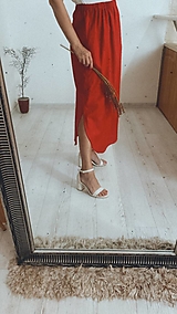 Sukne - Ľanová sukňa/ voľný štýl /DARK RED - 15772454_
