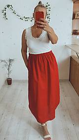 Sukne - Ľanová sukňa/ voľný štýl /DARK RED - 15772455_