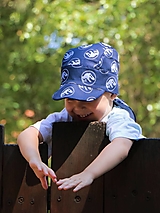 Detské čiapky - Letný detský šilt tyranosaurus modrý - 15773344_
