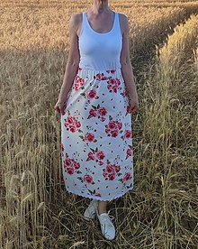 Šaty - Sukňa Ruže na bielom - 15774652_