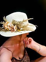 Čiapky, čelenky, klobúky - Letný klobúk s kvetmi - 15775144_