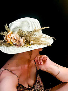 Čiapky, čelenky, klobúky - Letný klobúk s kvetmi - 15775144_