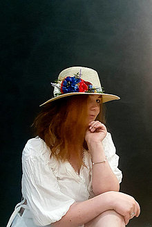 Čiapky, čelenky, klobúky - Letný klobúk s kvetmi (Pestrofarebná) - 15775152_