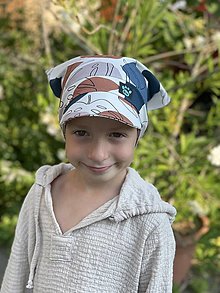 Detské čiapky - Letná šatka so šiltom monstera - 15774631_