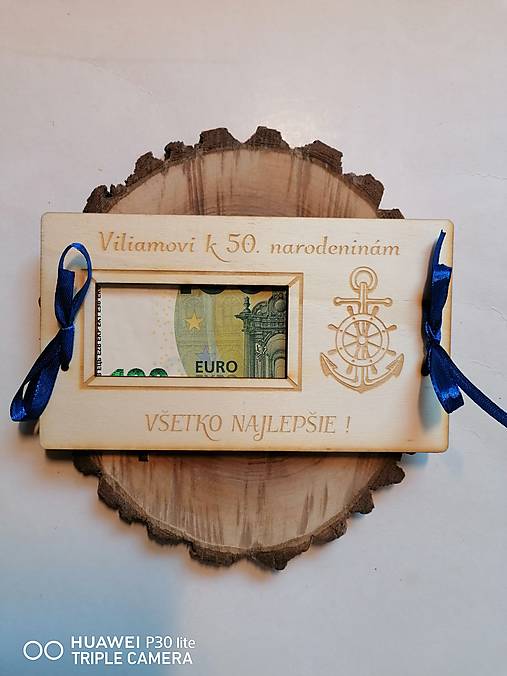 Papiernictvo - Drevena obalka k narodeninám _ hranatý otvor s motívom kotvy - 15773362_