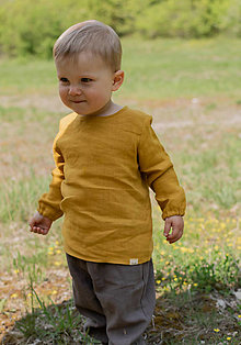 Detské oblečenie - Detská dlhá ľanová košieľka - 15773668_