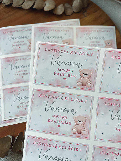 Úložné priestory & Organizácia - Krstová etiketa na výslužku macko - 15776516_