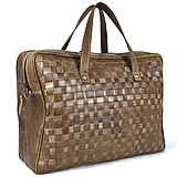 Veľké tašky - Ručne pletená cestovná kožená taška v hnedej farbe - 15776584_