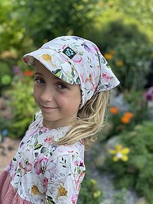 Detské čiapky - Letná šatka so šiltom kvety - 15776778_