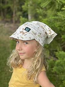 Detské čiapky - Letná šatka so šiltom lesné zvieratká - 15776914_