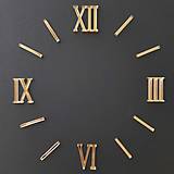 Hodiny - Rímske čísla s paličkami hodinové zlaté zrkadlové - 15777758_