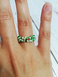 Prstene - Kvietkované prstene (Zelená) - 15776306_