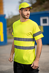 Polotovary - Unisex tričko HV PROTECT fluorescenčná žltá 97 - 15776861_