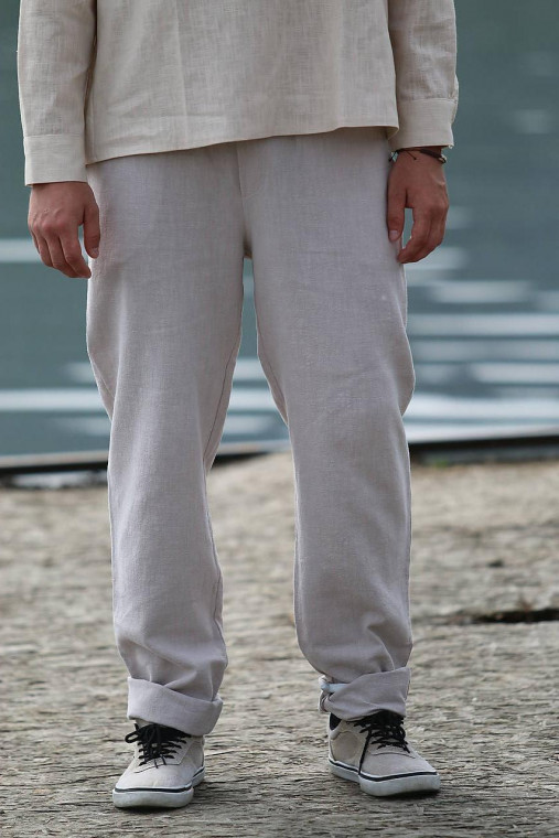 Nohavice - Ľanové nohavice - 15776736_