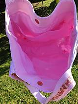 Veľké tašky - Ružová ľanová taška s červenou výšivkou - 15777116_