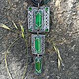 Sady šperkov - Náhrdelník a náušnice z polymérovej hmoty Morská zeleň a Striebro - 15777411_
