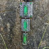 Sady šperkov - Náhrdelník a náušnice z polymérovej hmoty Morská zeleň a Striebro - 15777413_