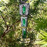 Sady šperkov - Náhrdelník a náušnice z polymérovej hmoty Morská zeleň a Striebro - 15777417_