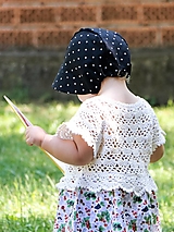 Detské čiapky - Letný detský ľanový čepiec bodka na čiernej - 15779969_