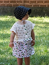 Detské čiapky - Letný detský ľanový čepiec bodka na čiernej - 15779973_