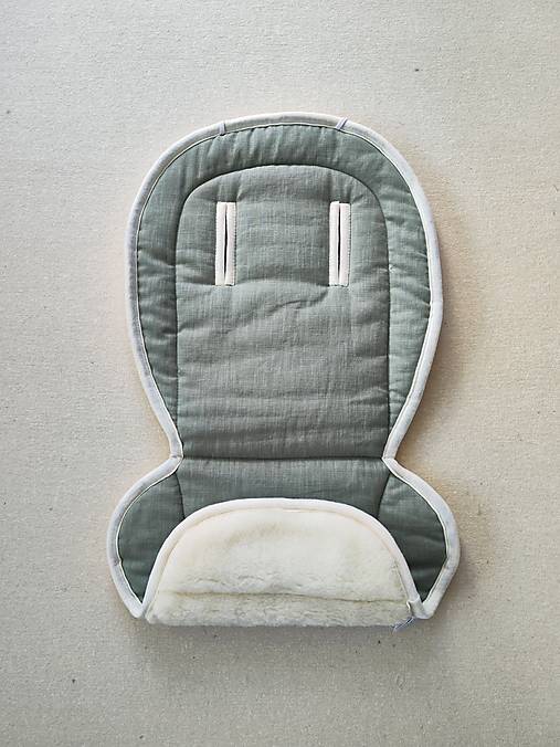 Detský textil - Podložka do kočíka ROAN  100% ovčie rúno MERINO TOP SUPER WASH Natural 100% ľan Mint Green - 15778933_