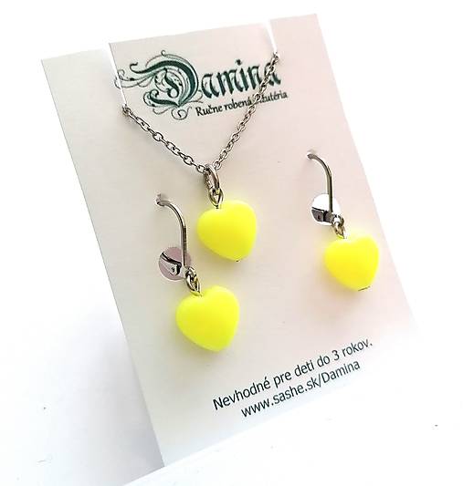 Náušnice - Sada srdiečka (žltá) - 15780067_