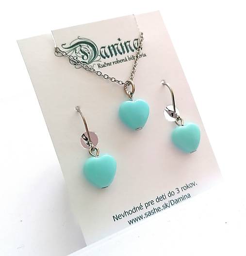 Náušnice - Sada srdiečka (modrá) - 15780073_