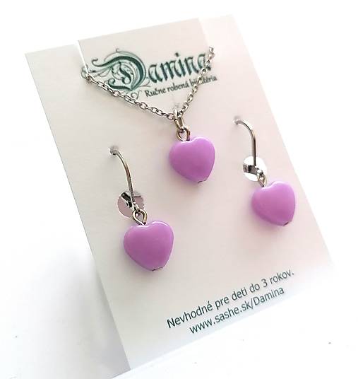 Náušnice - Sada srdiečka (fialová) - 15780074_