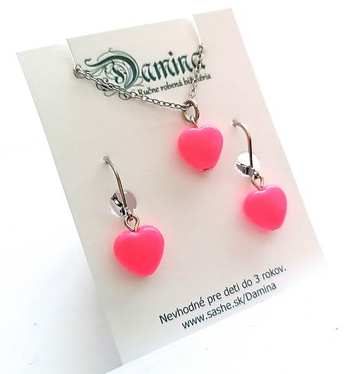 Náušnice - Sada srdiečka (ružová) - 15780077_