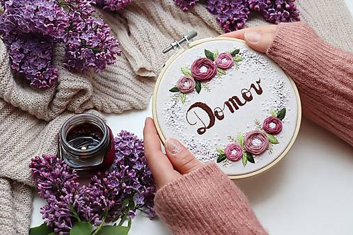 Dekorácie - Romantická výšivka Domov ♡ - 15778648_