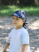 Detské čiapky - Letný detský šilt trojuholníky čierne - prémiová bavlna - 15780336_