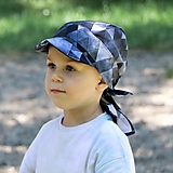 Detské čiapky - Letný detský šilt trojuholníky čierne - prémiová bavlna - 15780343_