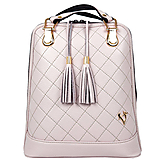 Batohy - Luxusný kožený ruksak z pravej hovädzej kože so strapcami v ružovej farbe - 15781215_