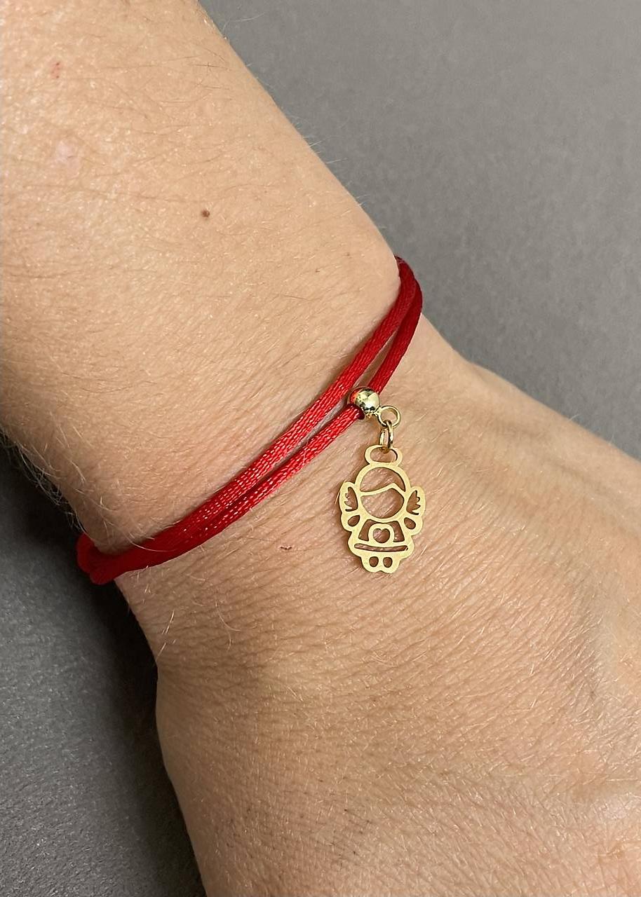 Saténový náramok proti urieknutiu s anjelikom z chirurgickej ocele