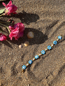 Náramky - kvetinkový náramok (Modrá) - 15782060_