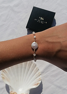 Náramky - Ciara - náramok s keshi perlou a mesačným kameňom - 15781791_