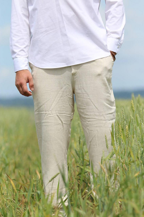 Nohavice - Ľanové nohavice - 15780305_