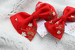 Ozdoby do vlasov - Vyšívané mašličky Vlčí mak ♡ (Vlčí mak a harmanček) - 15784627_